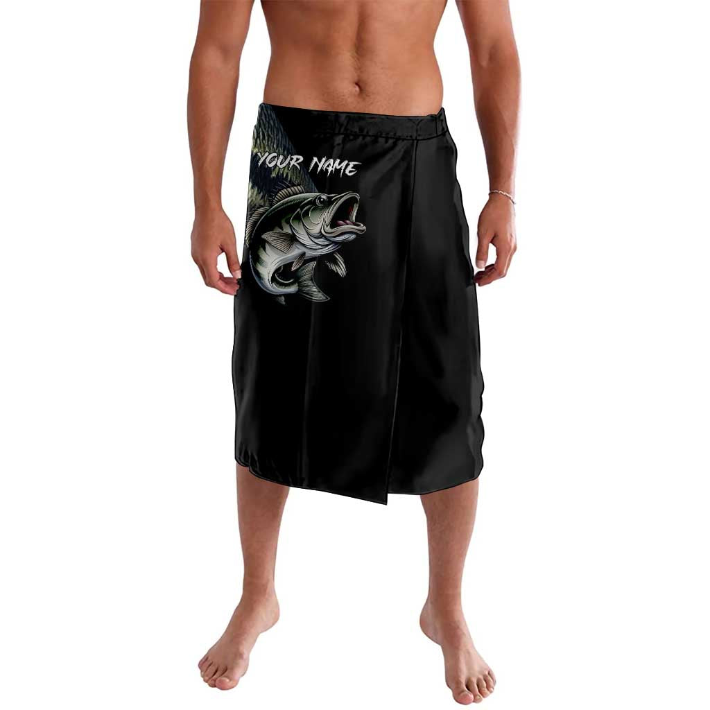 Largemouth Bass Fishing Scale Customize Name Lavalava Aggressive Bass Scaled Texture and Black Sporty - Wonder Print Shop