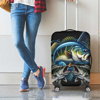 Largemouth Bass Fishing Scale Customize Name Luggage Cover Aggressive Bass Scaled Texture and Black Sporty - Wonder Print Shop
