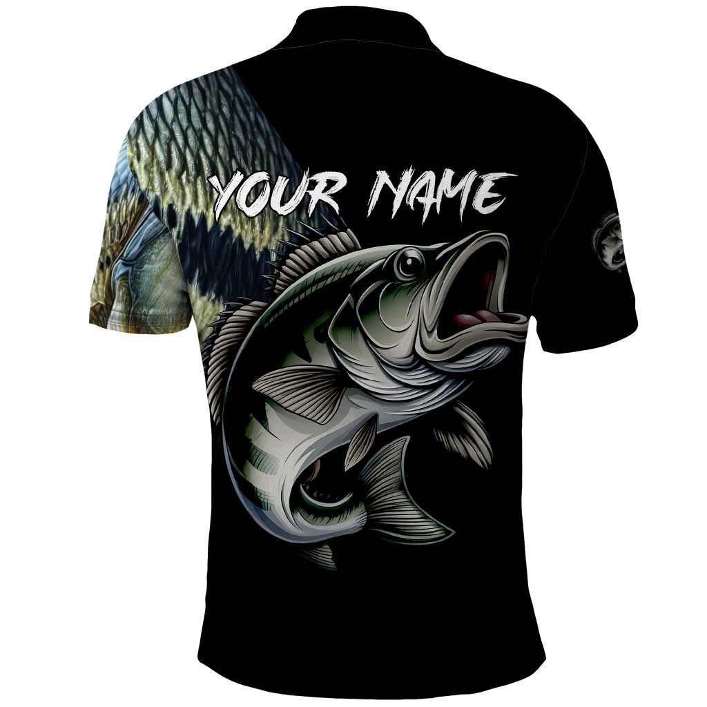 Largemouth Bass Fishing Scale Customize Name Polo Shirt Aggressive Bass Scaled Texture and Black Sporty - Wonder Print Shop