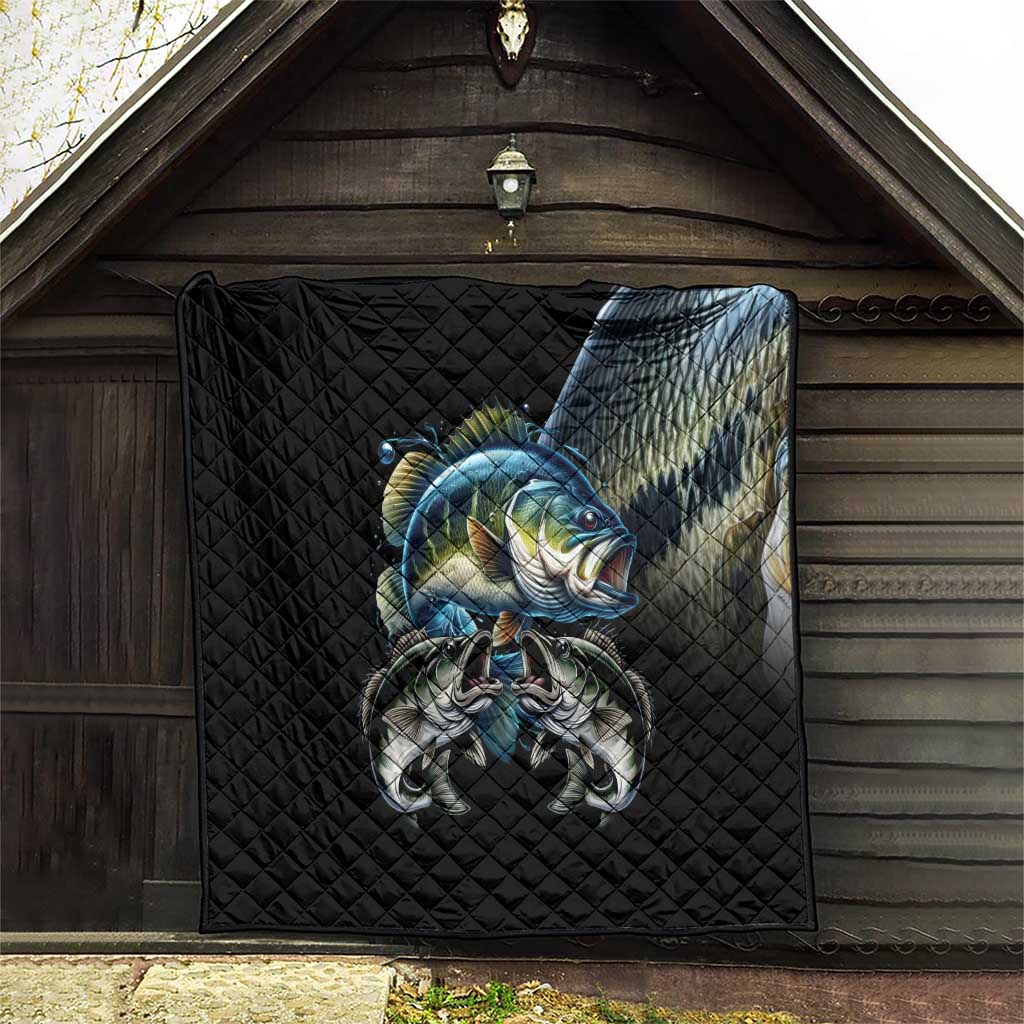 Largemouth Bass Fishing Scale Customize Name Quilt Aggressive Bass Scaled Texture and Black Sporty - Wonder Print Shop