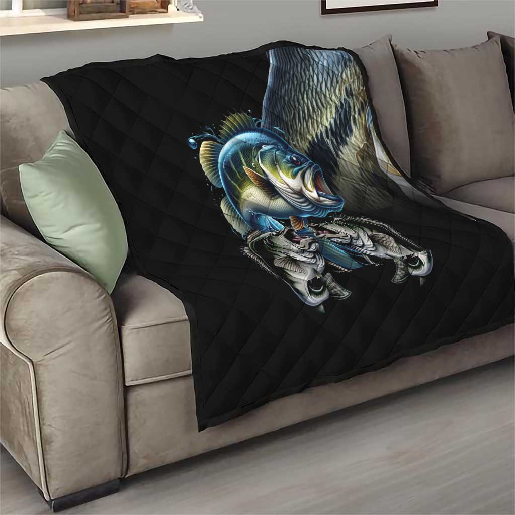 Largemouth Bass Fishing Scale Customize Name Quilt Aggressive Bass Scaled Texture and Black Sporty - Wonder Print Shop