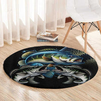 Largemouth Bass Fishing Scale Customize Name Round Carpet Aggressive Bass Scaled Texture and Black Sporty - Wonder Print Shop
