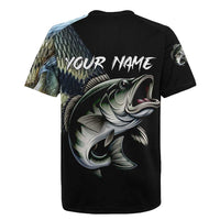 Largemouth Bass Fishing Scale Customize Name Rugby Jersey Aggressive Bass Scaled Texture and Black Sporty - Wonder Print Shop