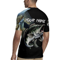 Largemouth Bass Fishing Scale Customize Name Rugby Jersey Aggressive Bass Scaled Texture and Black Sporty - Wonder Print Shop