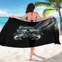 Largemouth Bass Fishing Scale Customize Name Sarong Aggressive Bass Scaled Texture and Black Sporty - Wonder Print Shop