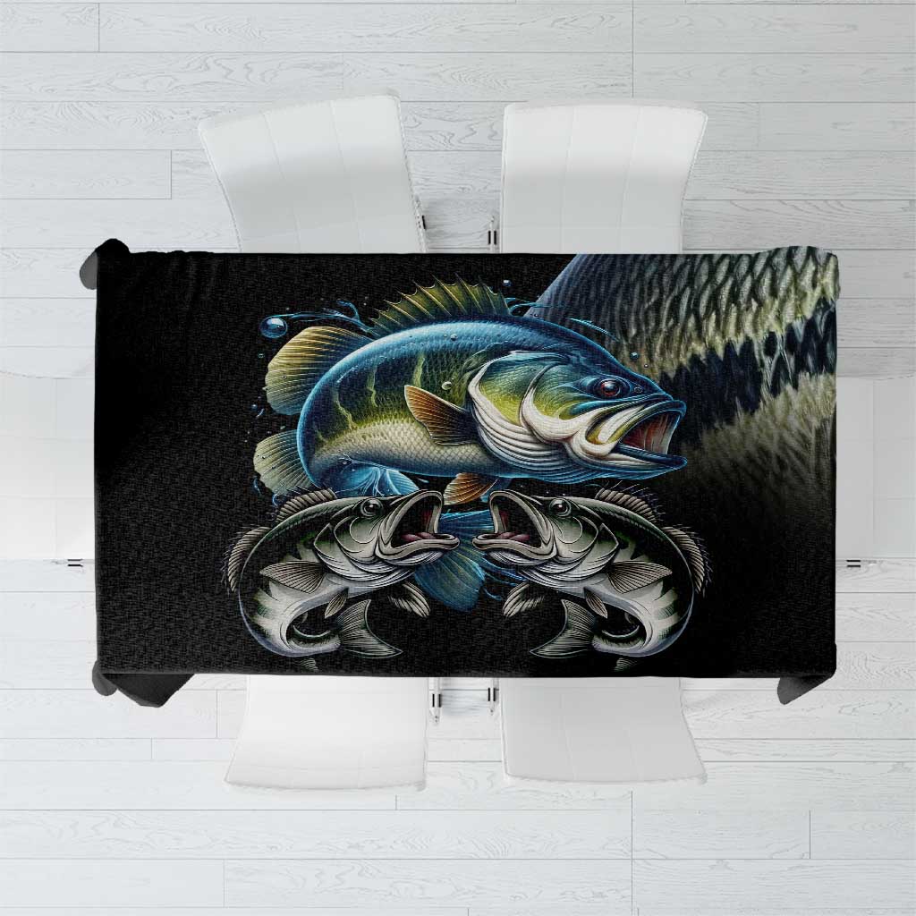 Largemouth Bass Fishing Scale Customize Name Tablecloth Aggressive Bass Scaled Texture and Black Sporty - Wonder Print Shop