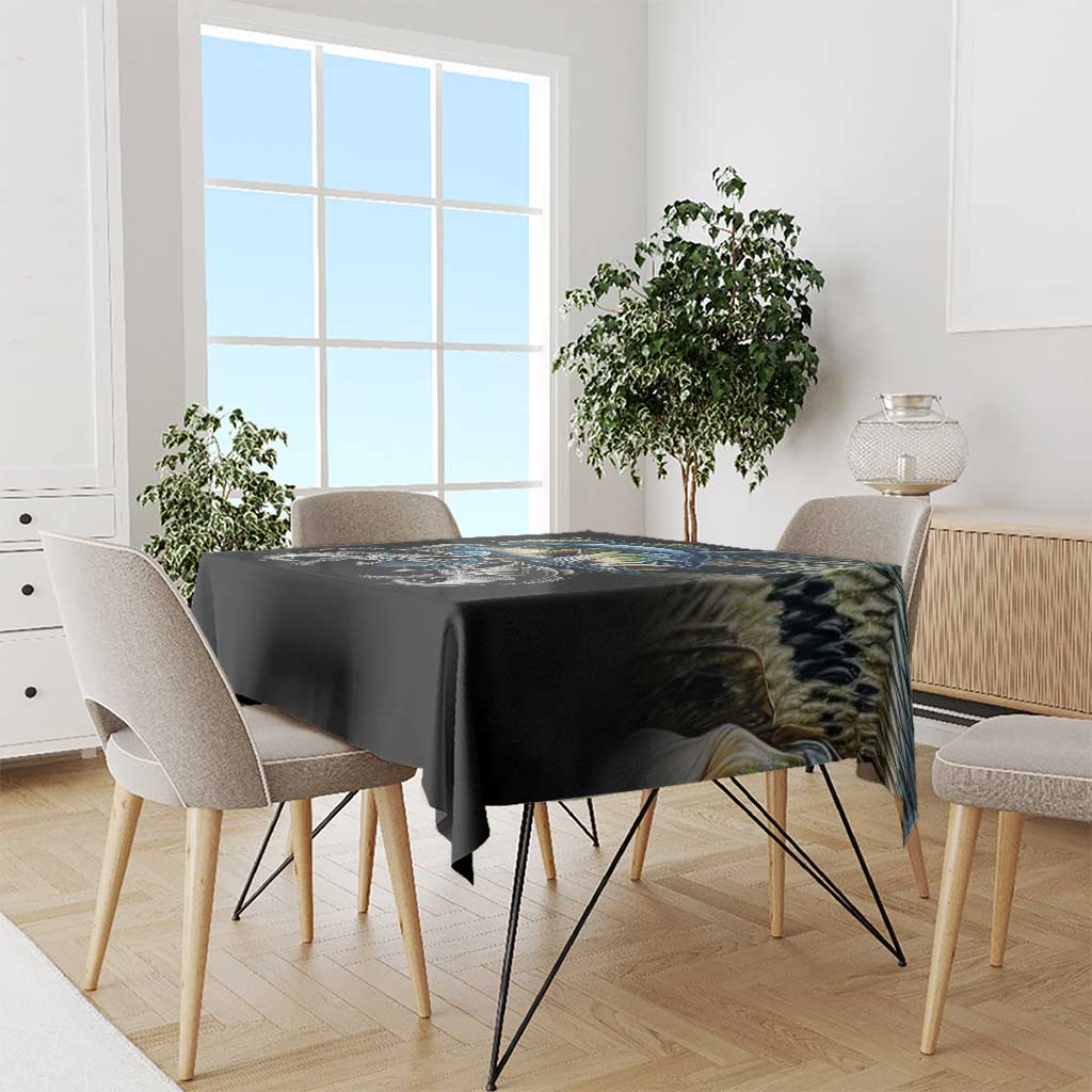 Largemouth Bass Fishing Scale Customize Name Tablecloth Aggressive Bass Scaled Texture and Black Sporty - Wonder Print Shop