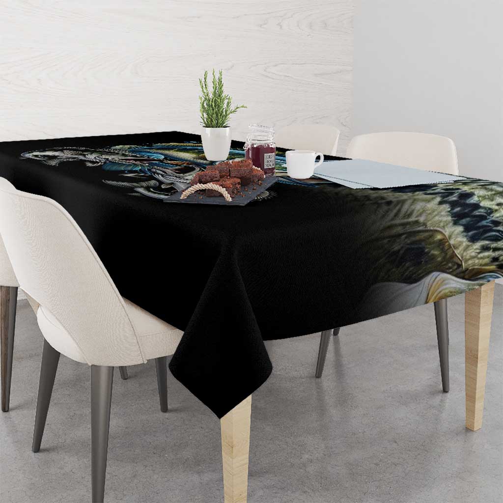 Largemouth Bass Fishing Scale Customize Name Tablecloth Aggressive Bass Scaled Texture and Black Sporty - Wonder Print Shop