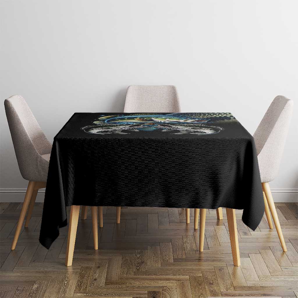 Largemouth Bass Fishing Scale Customize Name Tablecloth Aggressive Bass Scaled Texture and Black Sporty - Wonder Print Shop