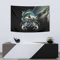 Largemouth Bass Fishing Scale Customize Name Tapestry Aggressive Bass Scaled Texture and Black Sporty - Wonder Print Shop