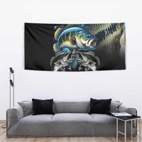 Largemouth Bass Fishing Scale Customize Name Tapestry Aggressive Bass Scaled Texture and Black Sporty - Wonder Print Shop