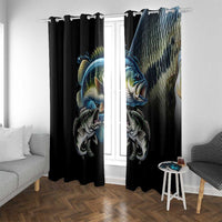 Largemouth Bass Fishing Scale Customize Name Window Curtain Aggressive Bass Scaled Texture and Black Sporty - Wonder Print Shop