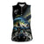 Largemouth Bass Fishing Scale Customize Name Women Sleeveless Polo Shirt Aggressive Bass Scaled Texture and Black Sporty - Wonder Print Shop