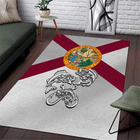 Florida State Flag Fishing Area Rug Hook and Fish Sketch Graphic in Red and White Design - Wonder Print Shop