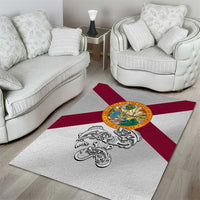 Florida State Flag Fishing Area Rug Hook and Fish Sketch Graphic in Red and White Design - Wonder Print Shop