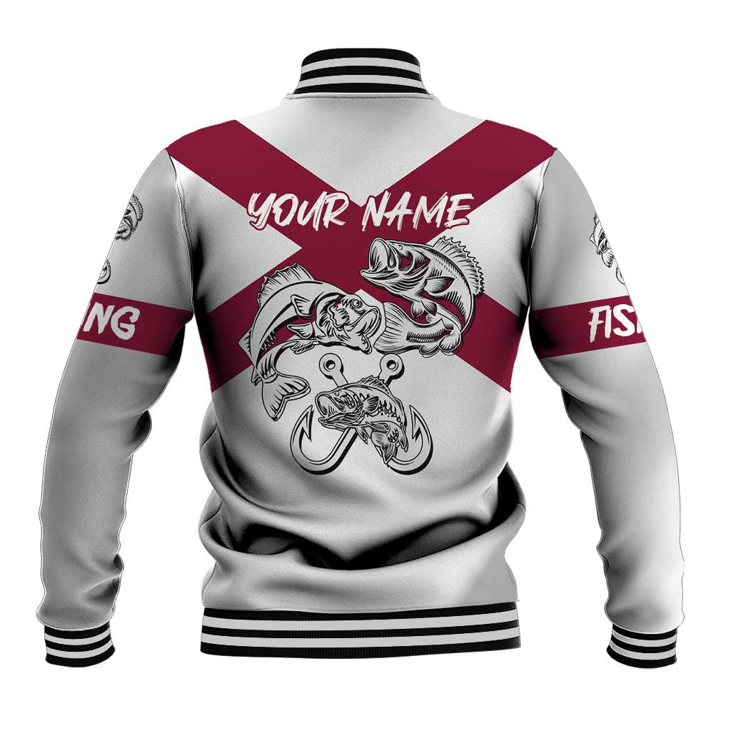 Florida State Flag Fishing Baseball Jacket Hook and Fish Sketch Graphic in Red and White Design - Wonder Print Shop