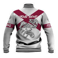 Florida State Flag Fishing Baseball Jacket Hook and Fish Sketch Graphic in Red and White Design - Wonder Print Shop