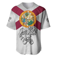 Florida State Flag Fishing Baseball Jersey Hook and Fish Sketch Graphic in Red and White Design - Wonder Print Shop