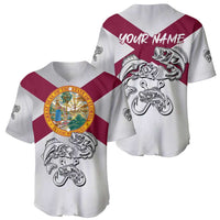 Florida State Flag Fishing Baseball Jersey Hook and Fish Sketch Graphic in Red and White Design - Wonder Print Shop