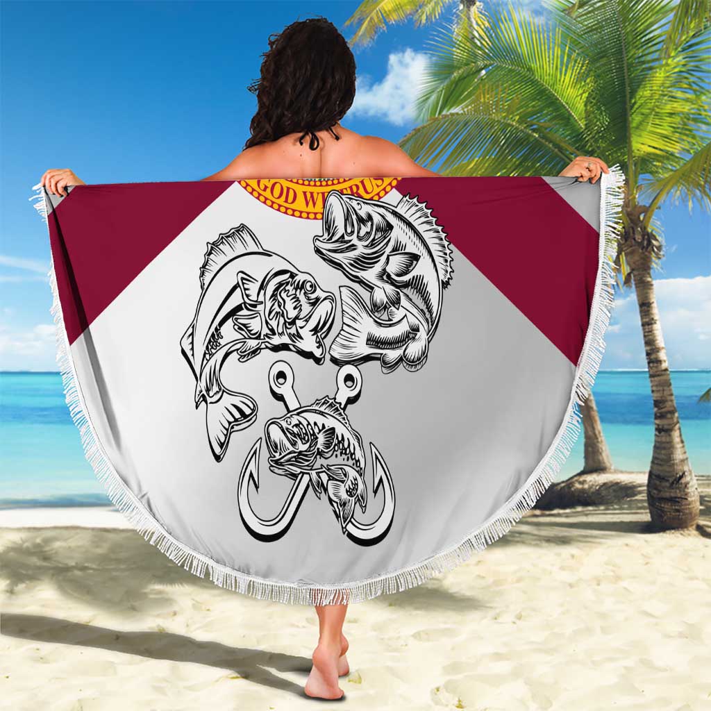 Florida State Flag Fishing Beach Blanket Hook and Fish Sketch Graphic in Red and White Design - Wonder Print Shop