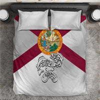 Florida State Flag Fishing Bedding Set Hook and Fish Sketch Graphic in Red and White Design - Wonder Print Shop