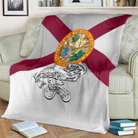 Florida State Flag Fishing Blanket Hook and Fish Sketch Graphic in Red and White Design - Wonder Print Shop