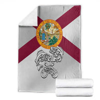 Florida State Flag Fishing Blanket Hook and Fish Sketch Graphic in Red and White Design - Wonder Print Shop