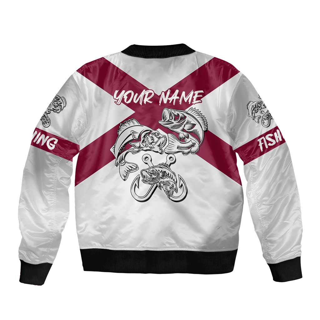 Florida State Flag Fishing Bomber Jacket Hook and Fish Sketch Graphic in Red and White Design - Wonder Print Shop