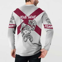 Florida State Flag Fishing Button Sweatshirt Hook and Fish Sketch Graphic in Red and White Design - Wonder Print Shop