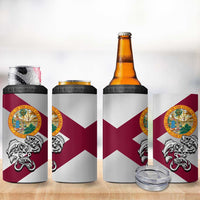 Florida State Flag Fishing 4 in 1 Can Cooler Tumbler Hook and Fish Sketch Graphic in Red and White Design - Wonder Print Shop