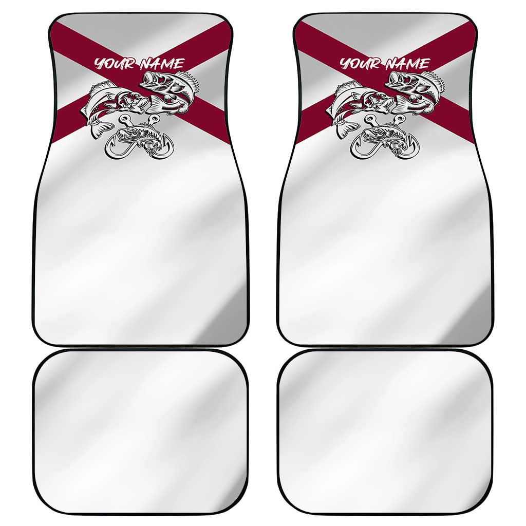 Florida State Flag Fishing Car Mats Hook and Fish Sketch Graphic in Red and White Design - Wonder Print Shop