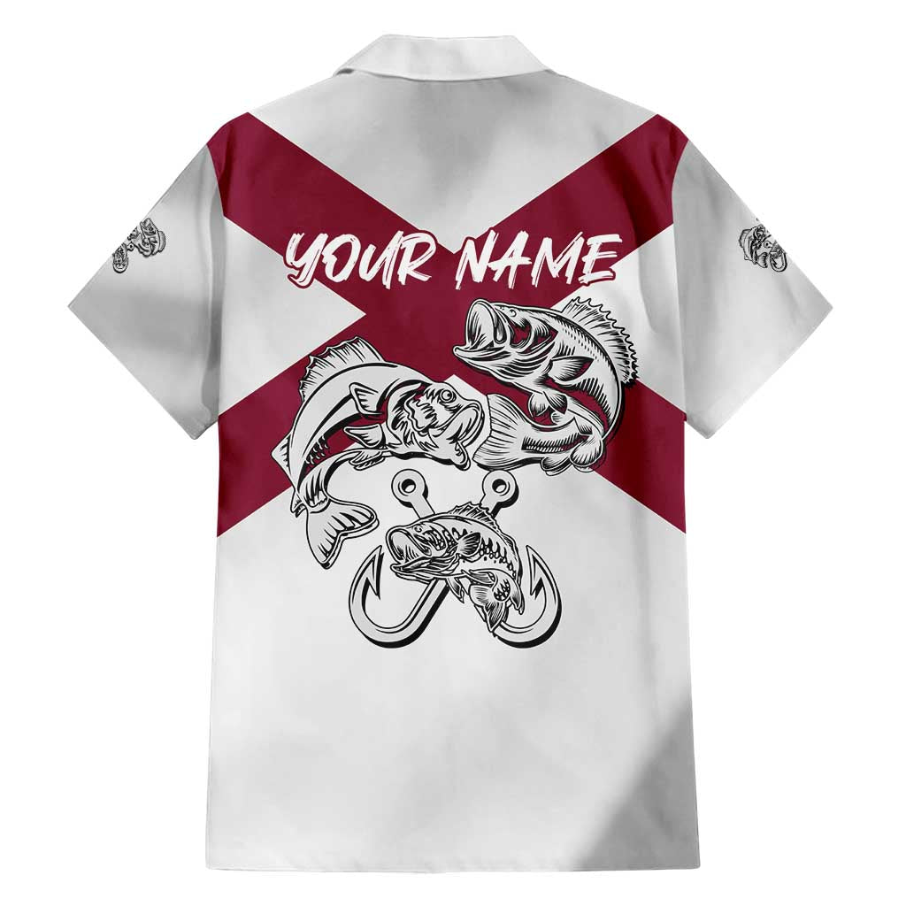 Florida State Flag Fishing Family Matching Long Sleeve Bodycon Dress and Hawaiian Shirt Hook and Fish Sketch Graphic in Red and White Design - Wonder Print Shop