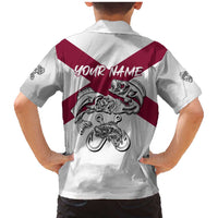 Florida State Flag Fishing Family Matching Mermaid Dress and Hawaiian Shirt Hook and Fish Sketch Graphic in Red and White Design - Wonder Print Shop