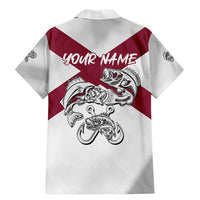 Florida State Flag Fishing Family Matching Mermaid Dress and Hawaiian Shirt Hook and Fish Sketch Graphic in Red and White Design - Wonder Print Shop