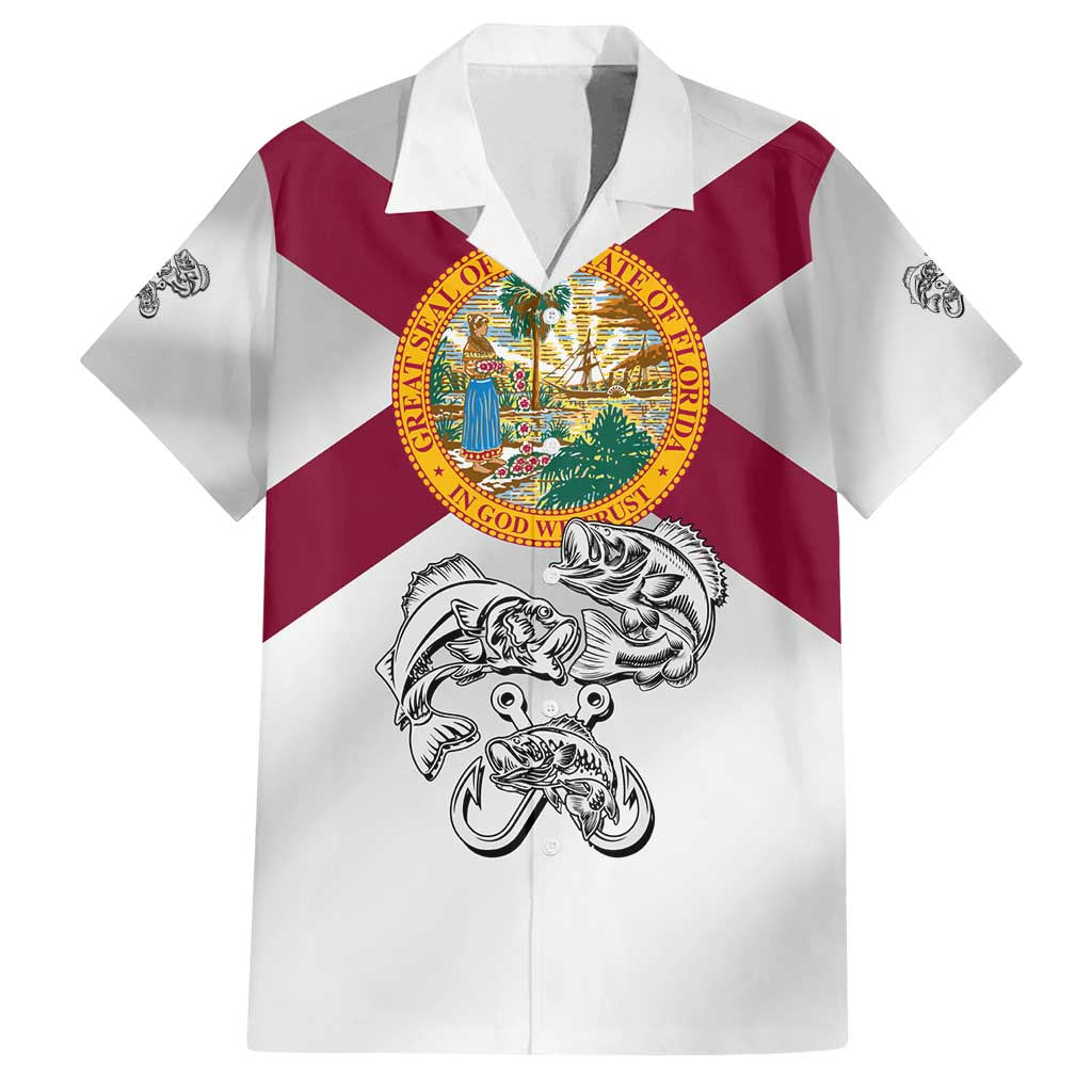 Florida State Flag Fishing Family Matching Puletasi and Hawaiian Shirt Hook and Fish Sketch Graphic in Red and White Design - Wonder Print Shop