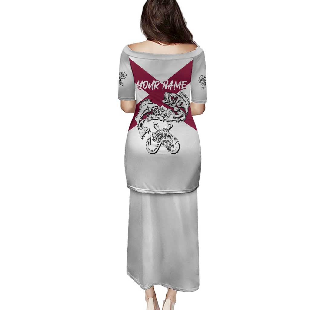 Florida State Flag Fishing Family Matching Puletasi and Hawaiian Shirt Hook and Fish Sketch Graphic in Red and White Design - Wonder Print Shop