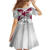 Florida State Flag Fishing Family Matching Short Sleeve Bodycon Dress and Hawaiian Shirt Hook and Fish Sketch Graphic in Red and White Design - Wonder Print Shop