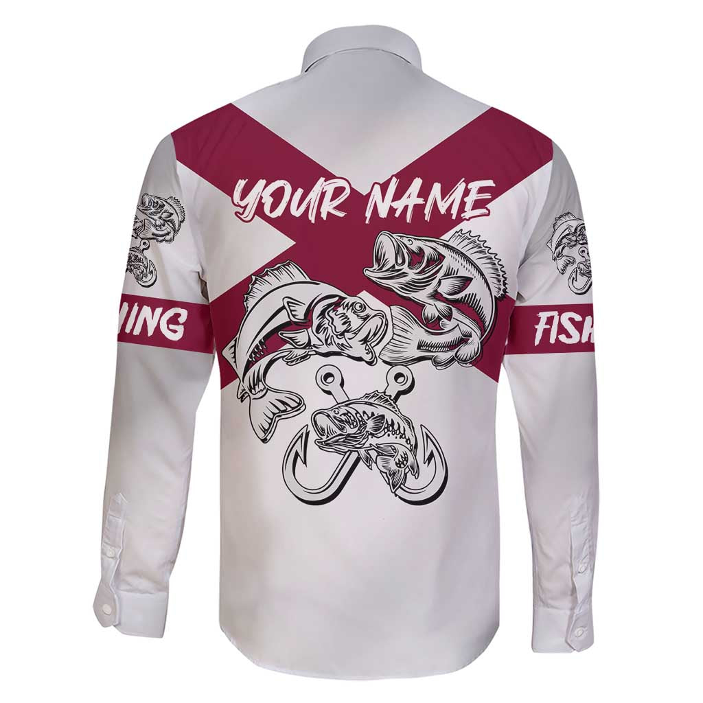 Florida State Flag Fishing Family Matching Short Sleeve Bodycon Dress and Hawaiian Shirt Hook and Fish Sketch Graphic in Red and White Design - Wonder Print Shop