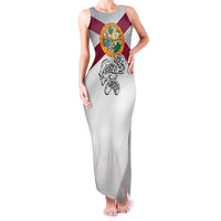 Florida State Flag Fishing Family Matching Tank Maxi Dress and Hawaiian Shirt Hook and Fish Sketch Graphic in Red and White Design - Wonder Print Shop