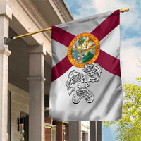 Florida State Flag Fishing Garden Flag Hook and Fish Sketch Graphic in Red and White Design - Wonder Print Shop
