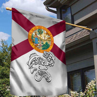 Florida State Flag Fishing Garden Flag Hook and Fish Sketch Graphic in Red and White Design - Wonder Print Shop
