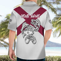 Florida State Flag Fishing Hawaiian Shirt Hook and Fish Sketch Graphic in Red and White Design - Wonder Print Shop