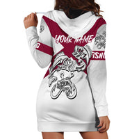 Florida State Flag Fishing Hoodie Dress Hook and Fish Sketch Graphic in Red and White Design - Wonder Print Shop