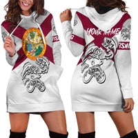 Florida State Flag Fishing Hoodie Dress Hook and Fish Sketch Graphic in Red and White Design - Wonder Print Shop