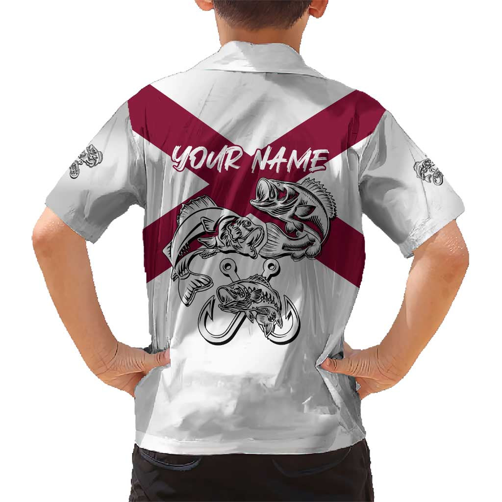 Florida State Flag Fishing Kid Hawaiian Shirt Hook and Fish Sketch Graphic in Red and White Design - Wonder Print Shop