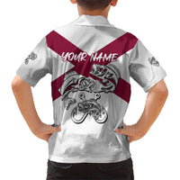 Florida State Flag Fishing Kid Hawaiian Shirt Hook and Fish Sketch Graphic in Red and White Design - Wonder Print Shop