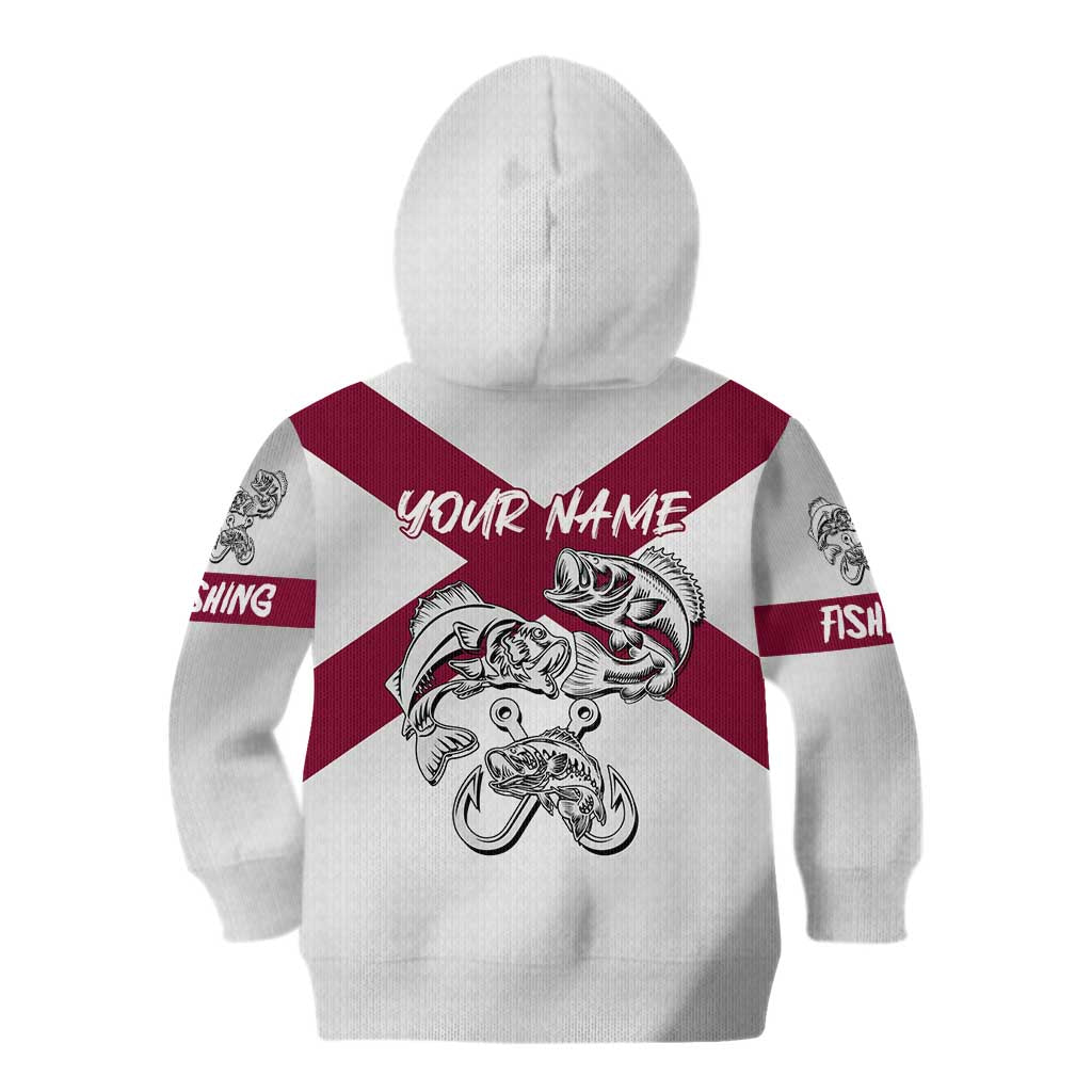 Florida State Flag Fishing Kid Hoodie Hook and Fish Sketch Graphic in Red and White Design - Wonder Print Shop