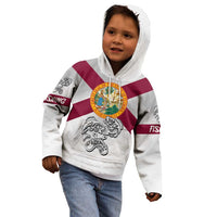 Florida State Flag Fishing Kid Hoodie Hook and Fish Sketch Graphic in Red and White Design - Wonder Print Shop
