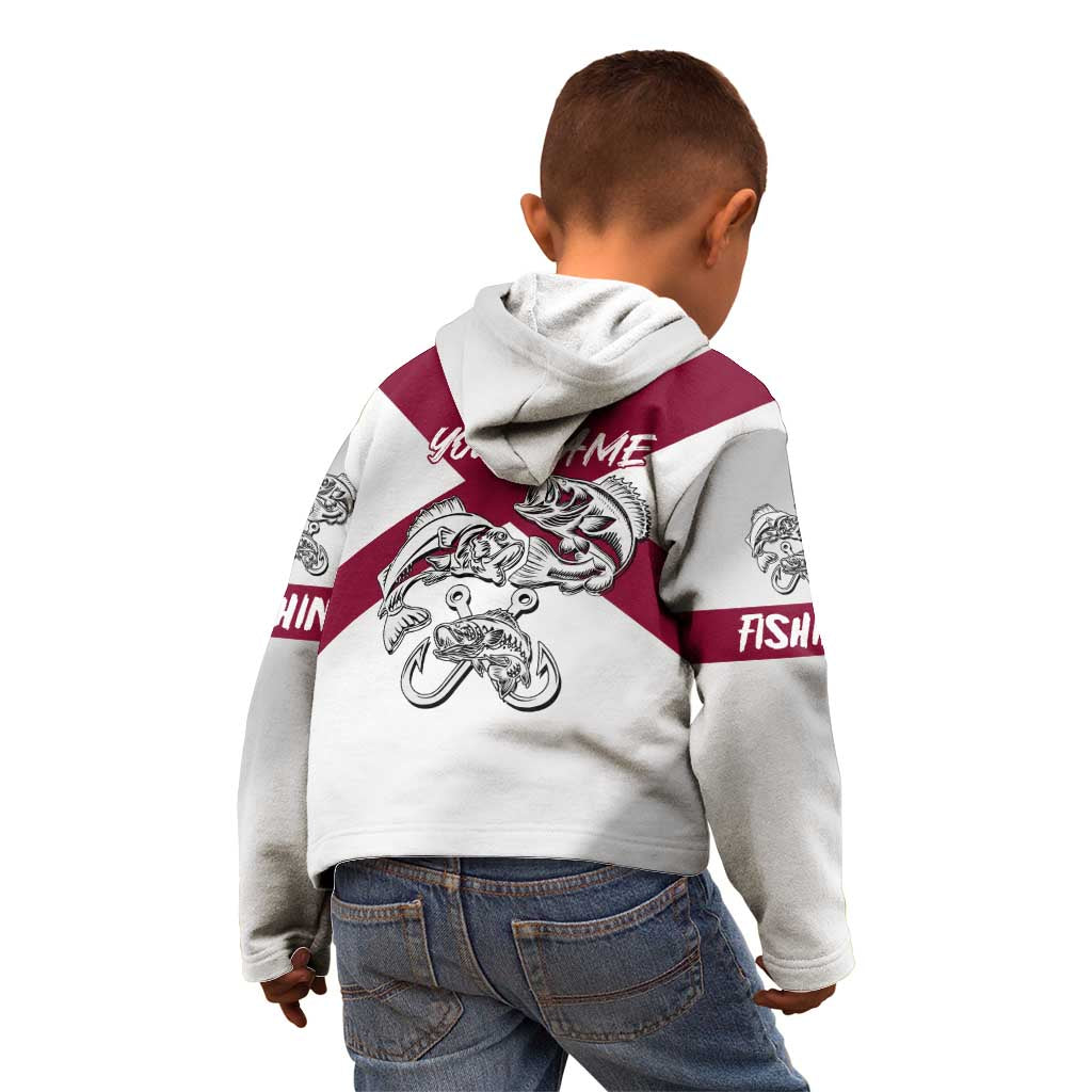 Florida State Flag Fishing Kid Hoodie Hook and Fish Sketch Graphic in Red and White Design - Wonder Print Shop