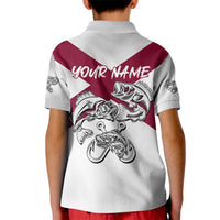 Florida State Flag Fishing Kid Polo Shirt Hook and Fish Sketch Graphic in Red and White Design - Wonder Print Shop